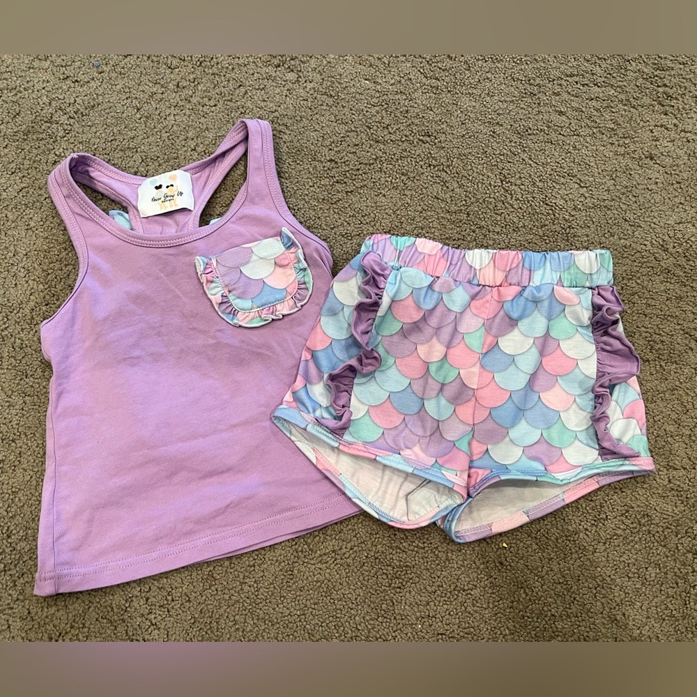 Purple Mermaid Shorts Set